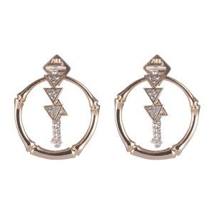SOLD - Alexis Bittar Crystal Encrusted Gold Bamboo Orbiting Post Hoop Earrings